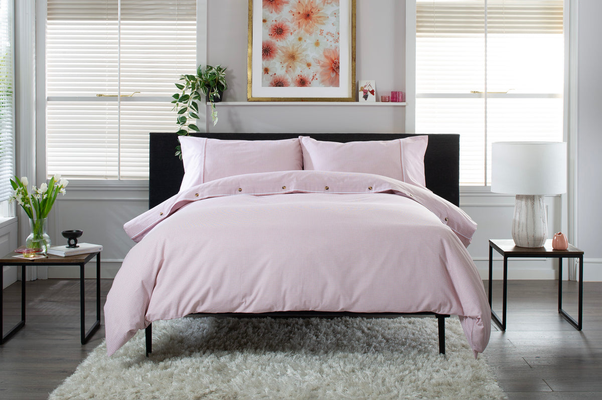 Gingham Double Piped Edges Cotton Duvet
