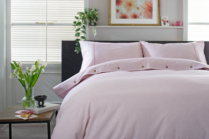 Gingham Double Piped Edges Cotton Duvet