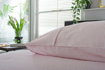 Gingham Double Piped Edges Cotton Duvet