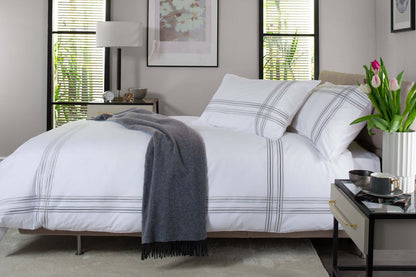 Lines Percale Cotton Duvet Set with Bourdon Stitch