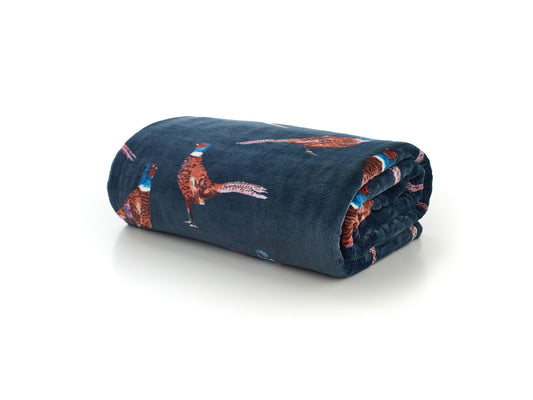 Pheasant Navy Throw – 140x180cm