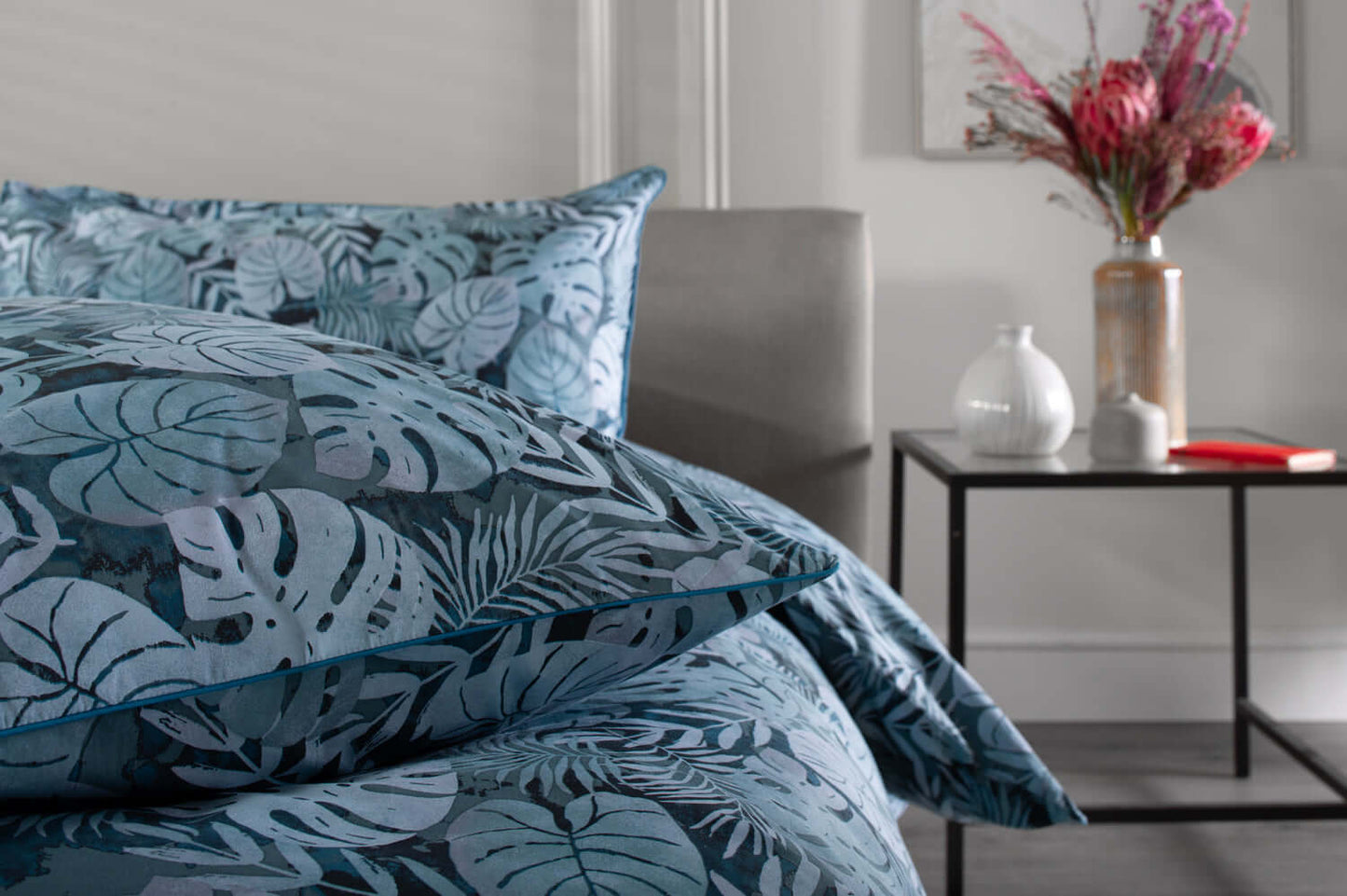 Japanese Tropical Garden Blue Cotton Duvet Set