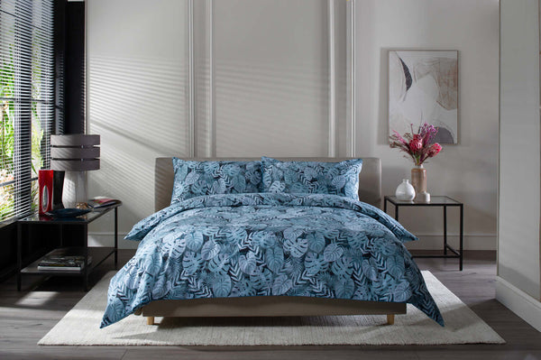 Japanese Tropical Garden Blue Cotton Duvet Set