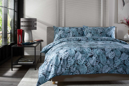 Japanese Tropical Garden Blue Cotton Duvet Set