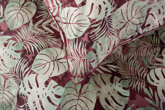 Japanese Tropical Garden Red Cotton Duvet Set