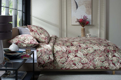 Japanese Tropical Garden Red Cotton Duvet Set
