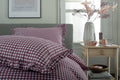 TLC Gingham Frilled Duvet Set Burgundy