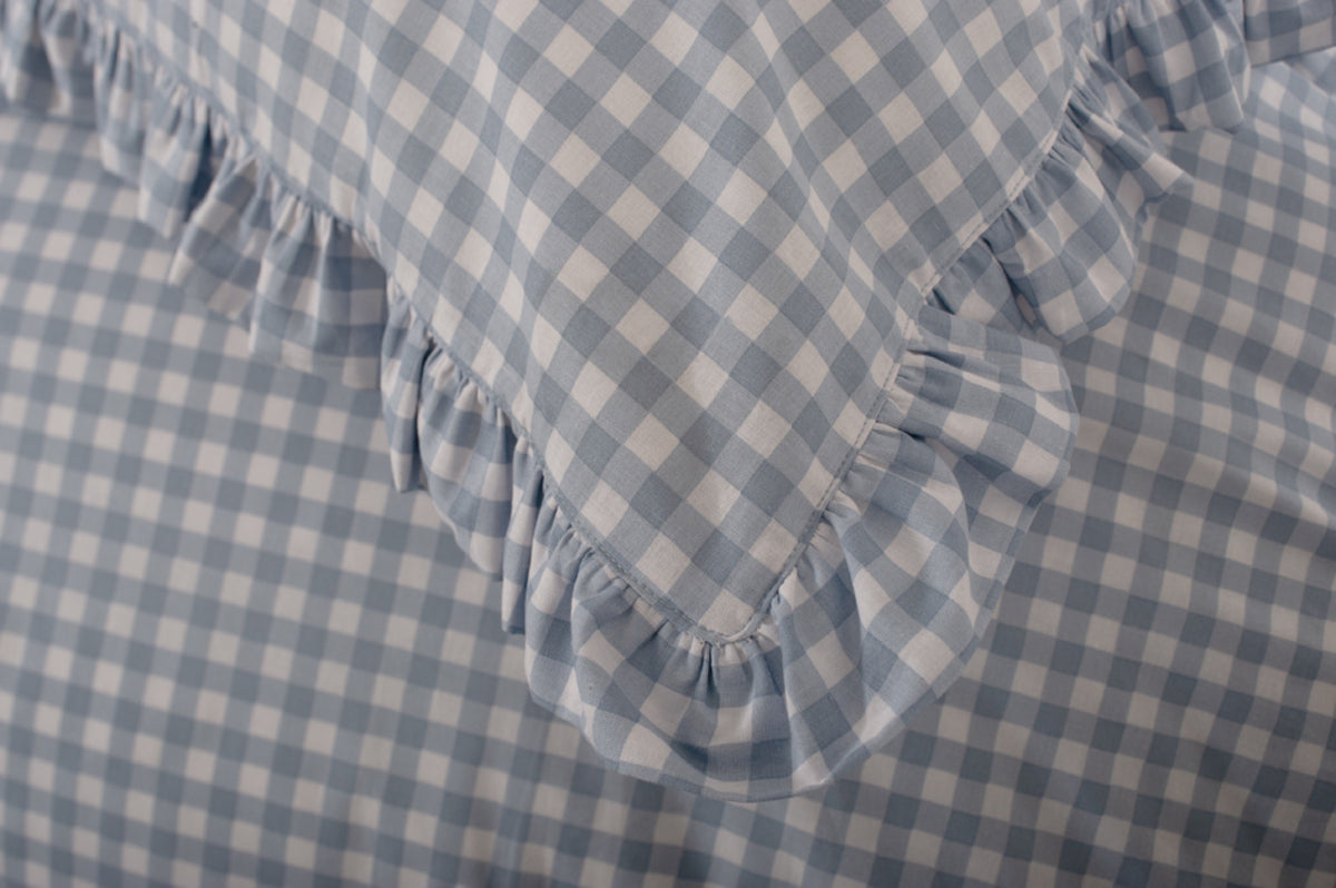 TLC Gingham Frilled Duvet Set Fog
