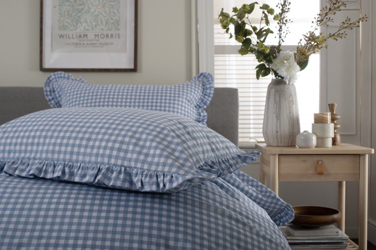TLC Gingham Frilled Duvet Set Fog