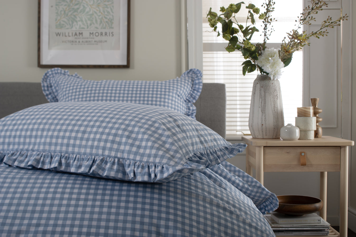 TLC Gingham Frilled Duvet Set - Fog
