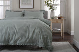 TLC Gingham Frilled Duvet Set - Sage