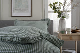 TLC Gingham Frilled Duvet Set - Sage