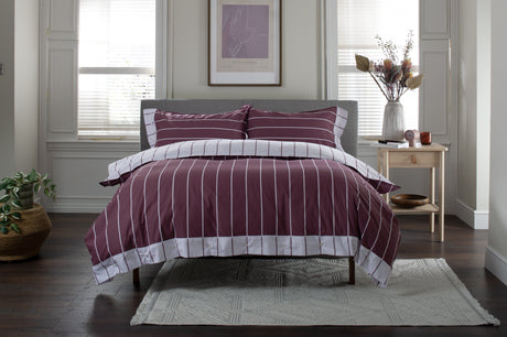 TLC Pinstripe Duvet Set - Burgundy