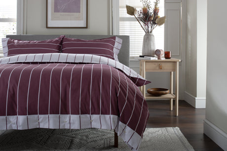 TLC Pinstripe Duvet Set - Burgundy