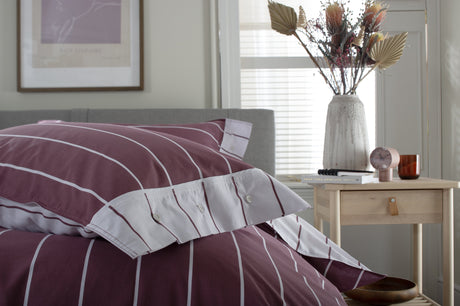 TLC Pinstripe Duvet Set - Burgundy