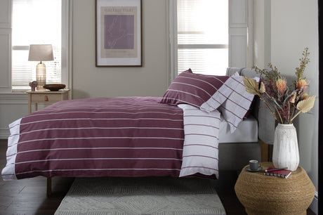 TLC Pinstripe Duvet Set - Burgundy
