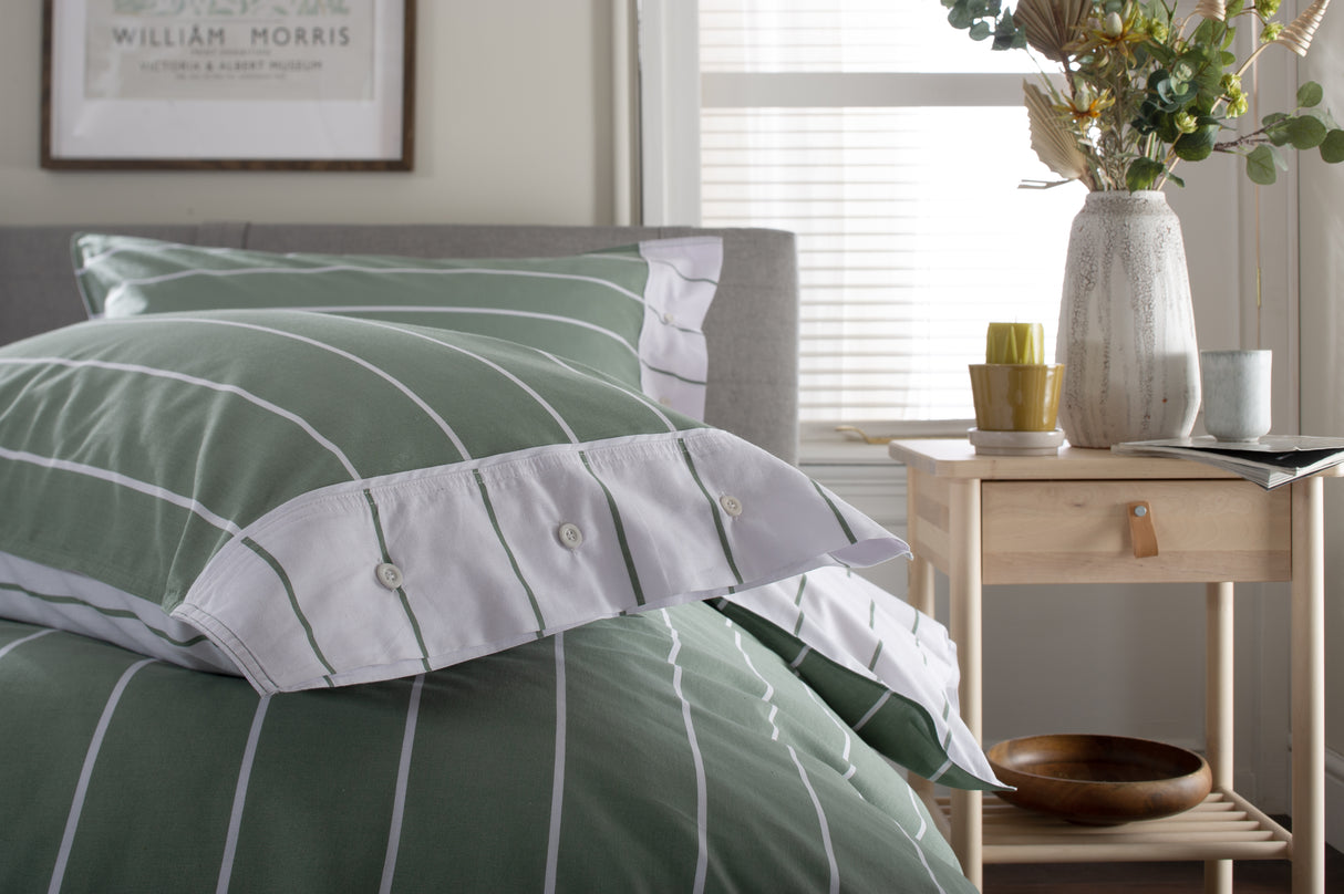 TLC Pinstripe Duvet Set - Sage