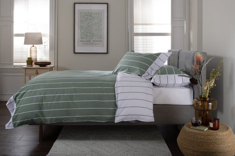 TLC Pinstripe Duvet Set - Sage