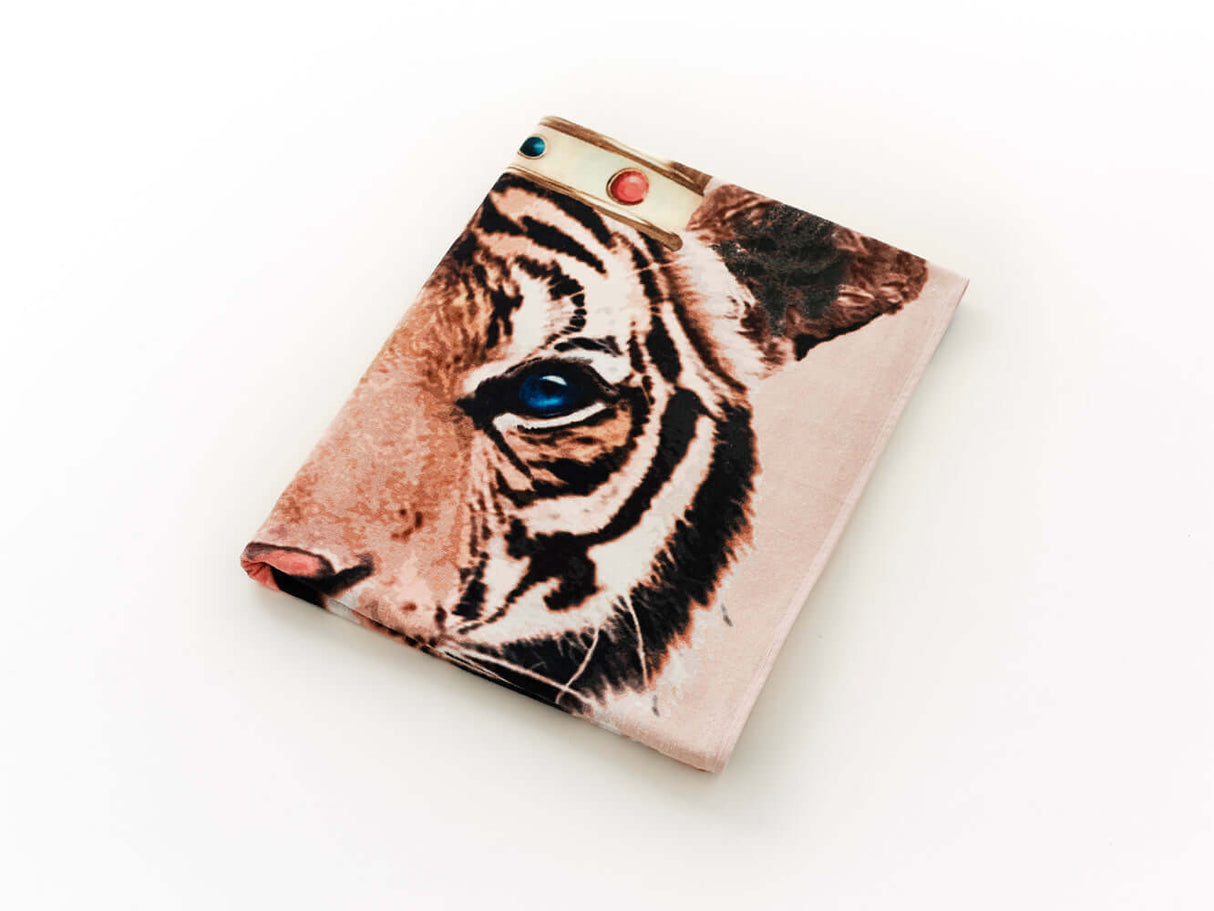 Tiger Printed Cotton Velour Beach Towel 90x180cm