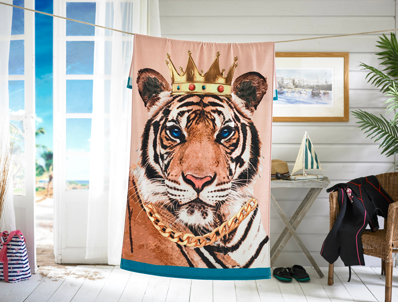 Tiger Printed Velour 75x150cm Cotton Beach Towel