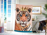 Tiger Printed Cotton Velour Beach Towel 90x180cm