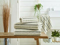 Tilbury stripe zerotwist cotton towels in green