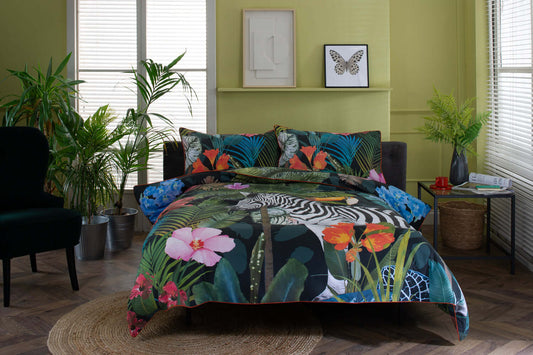 Tropical Zoo Cotton Duvet Set with Fabric Bag