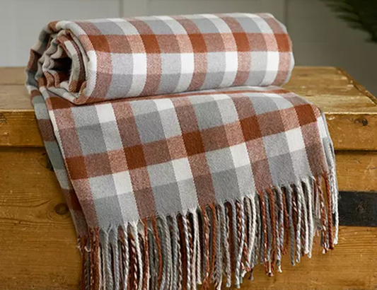 Rust Checked Acrylic Throw