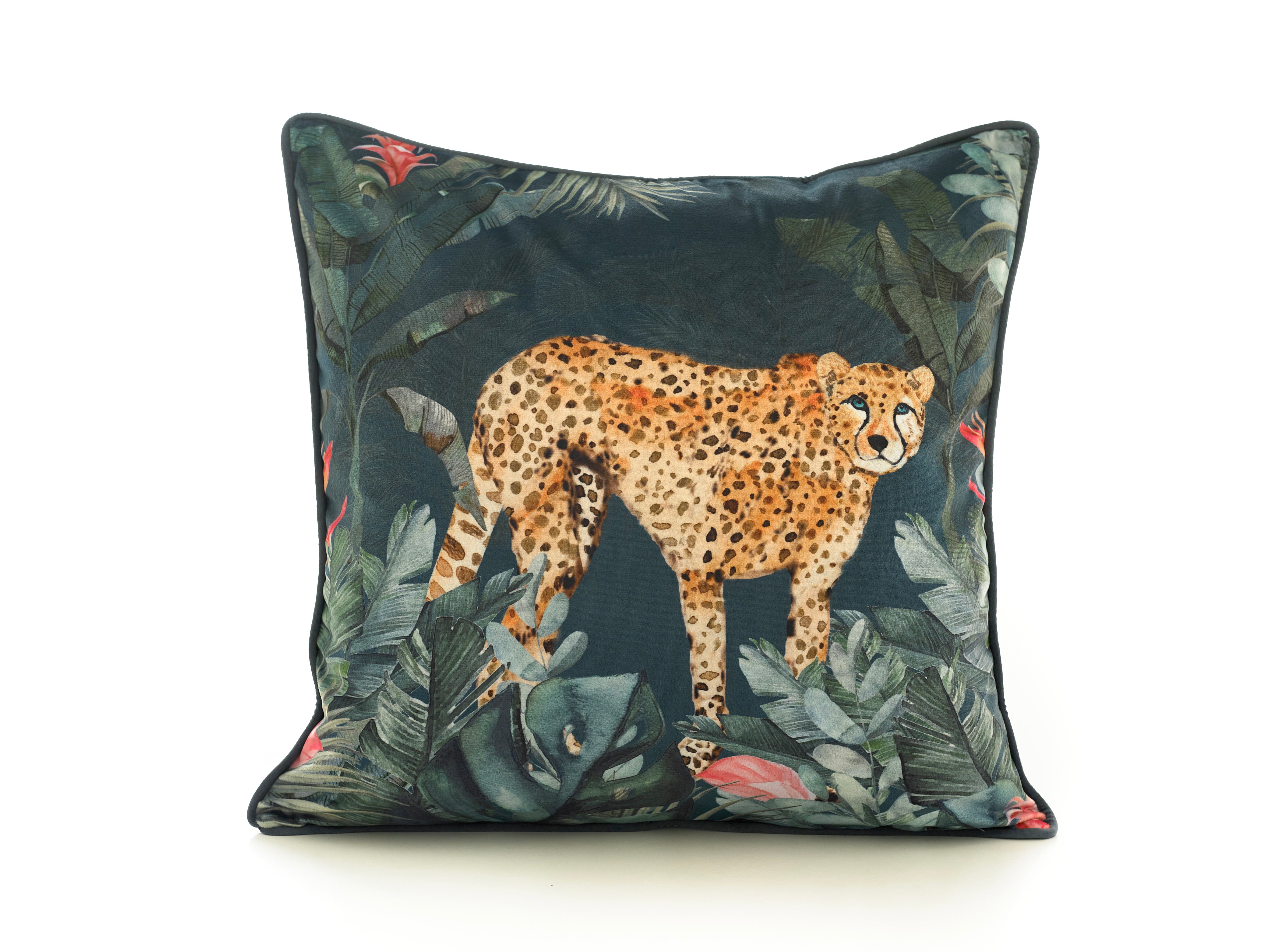 Printed Cheetah Large Velvet 50cm X 50cm Cushion Including Cushion Pad