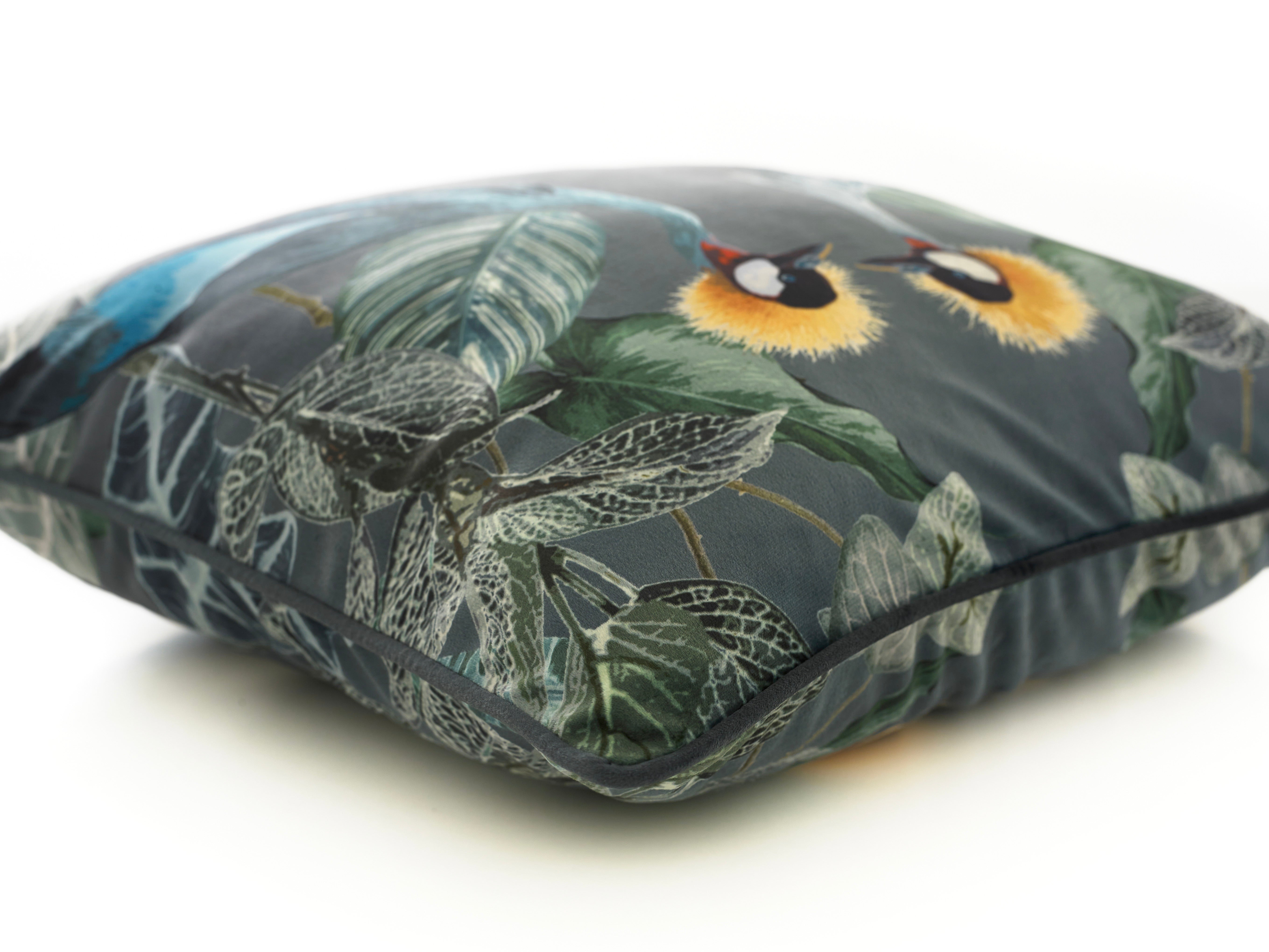 Printed Crane World Large Velvet 50cm X 50cm Cushion Including Cushion Pad