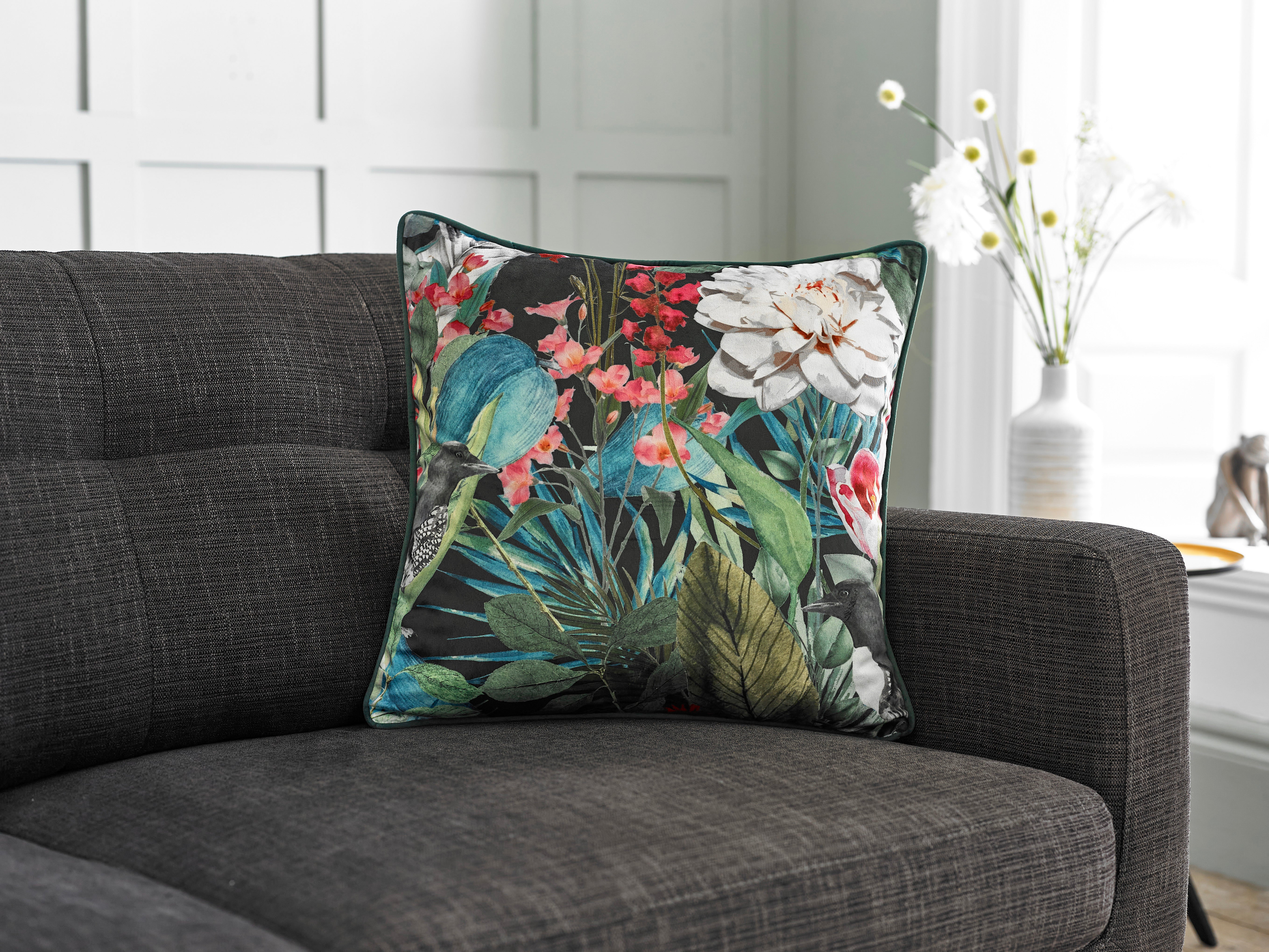 Printed Fauna Large Velvet 50cm X 50cm Cushion Including Cushion Pad