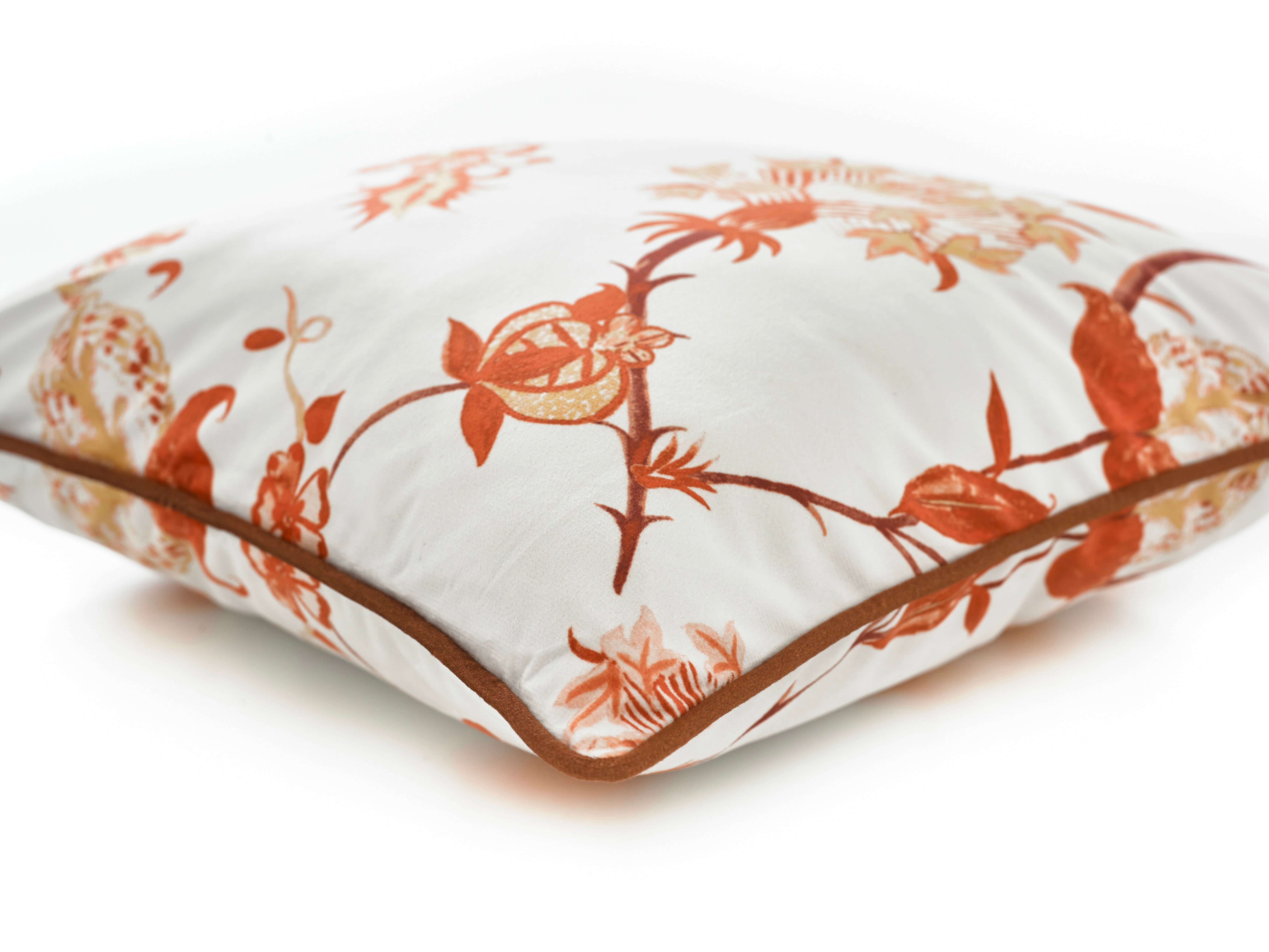 Printed Jacobean Spice Large Velvet 50cm X 50cm Cushion Including Cushion Pad