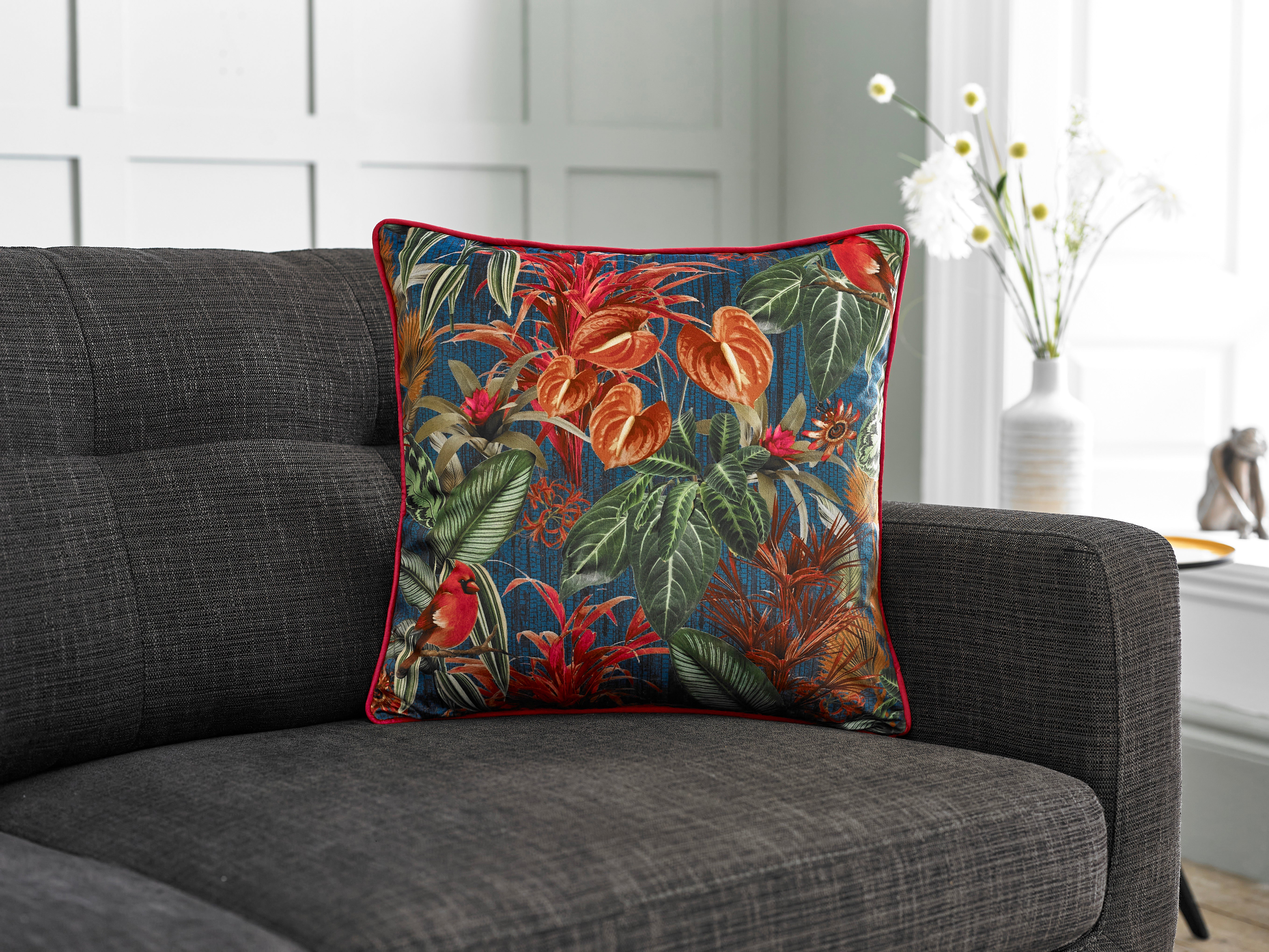 Printed Mauritius Large Velvet 50cm X 50cm Cushion Including Cushion Pad