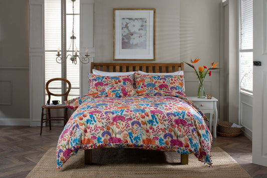 Vintage Floral Soft Cotton Duvet Set with Cushion Cover