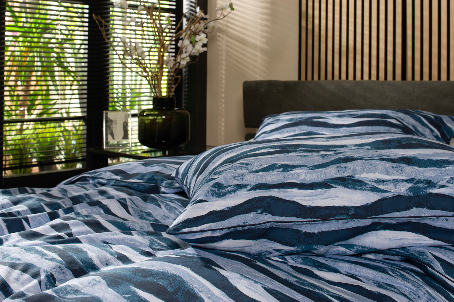 Waves Printed Percale 100% Cotton Bedding Duvet Set