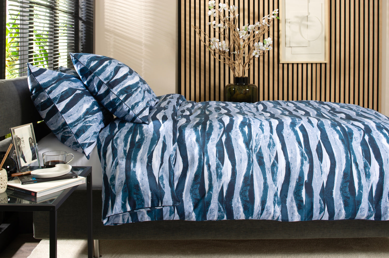 Waves Printed Percale 100% Cotton Bedding Duvet Set