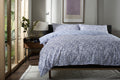 Elsie Leaf Print Duvet Cover Set in Blue, half bed