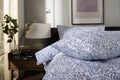Elsie Leaf Print Duvet Cover Set in Blue, pillow detail