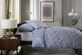 Elsie Leaf Print Duvet Cover Set in Blue, turned back