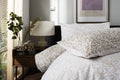 Elsie Leaf Print Duvet Cover Set in Natural, pillow detail