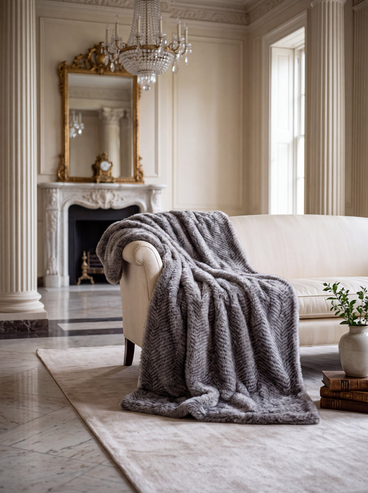 Feather Fleck Throw, folded on white background