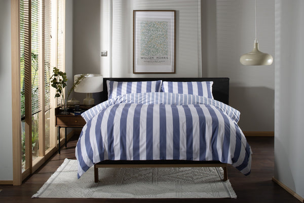 High Point Stripe Duvet Cover Set in Blue, front