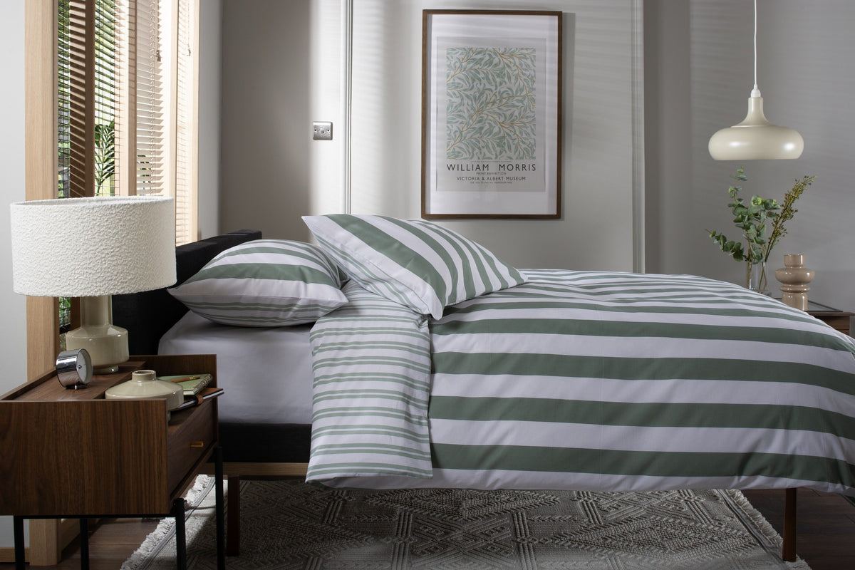 High Point Stripe Duvet Cover Set in Green, side