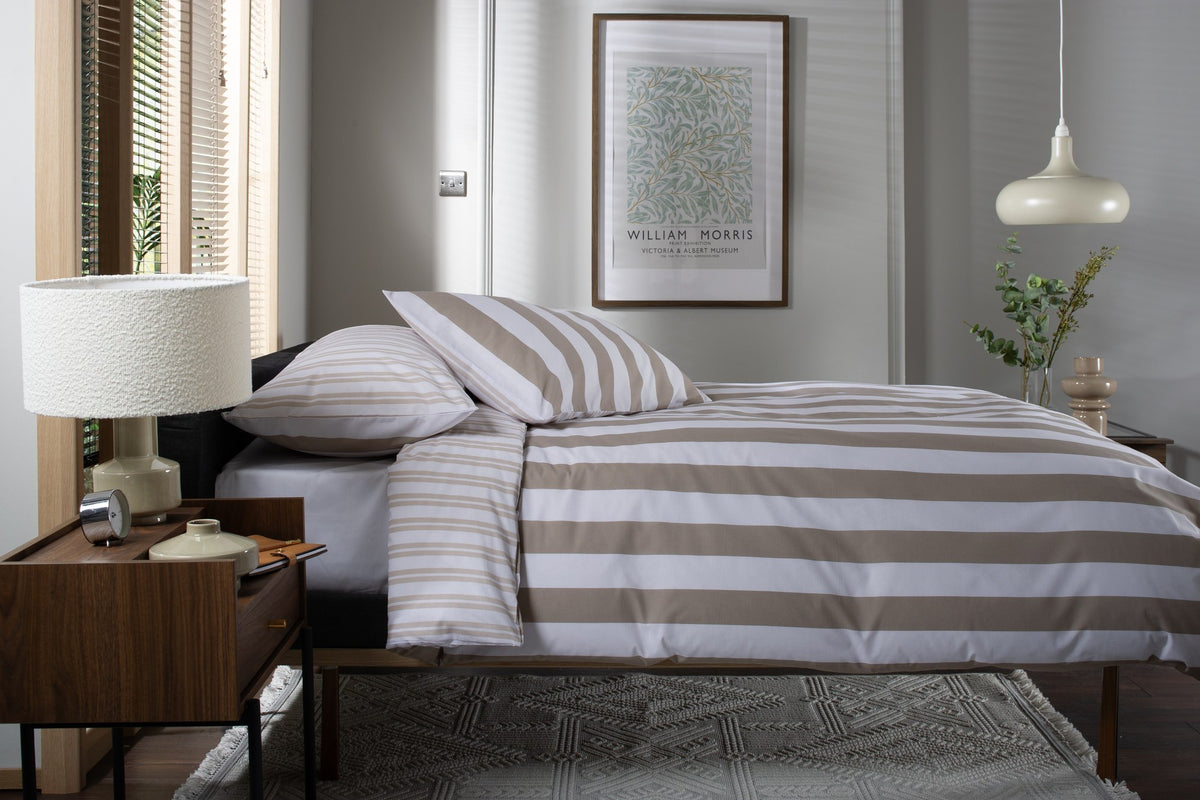 High Point Stripe Duvet Cover Set in Natural, reverse side