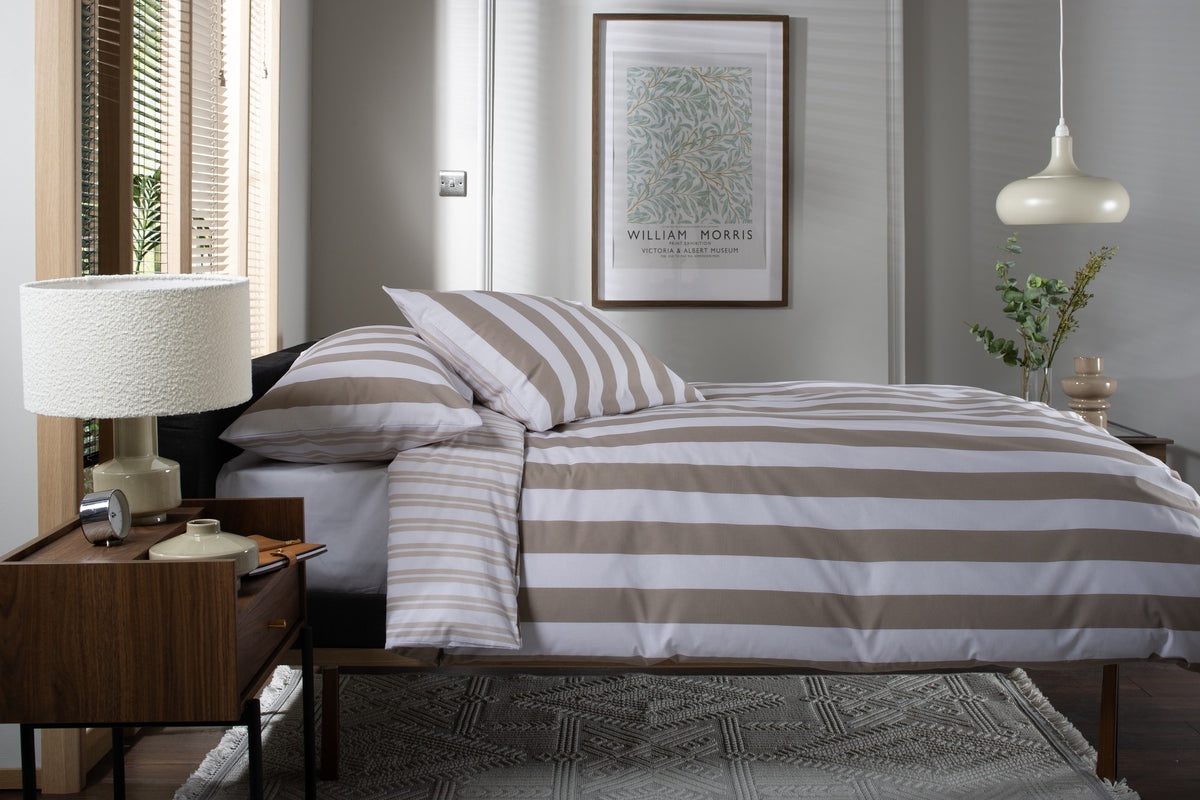 High Point Stripe Duvet Cover Set in Natural, side