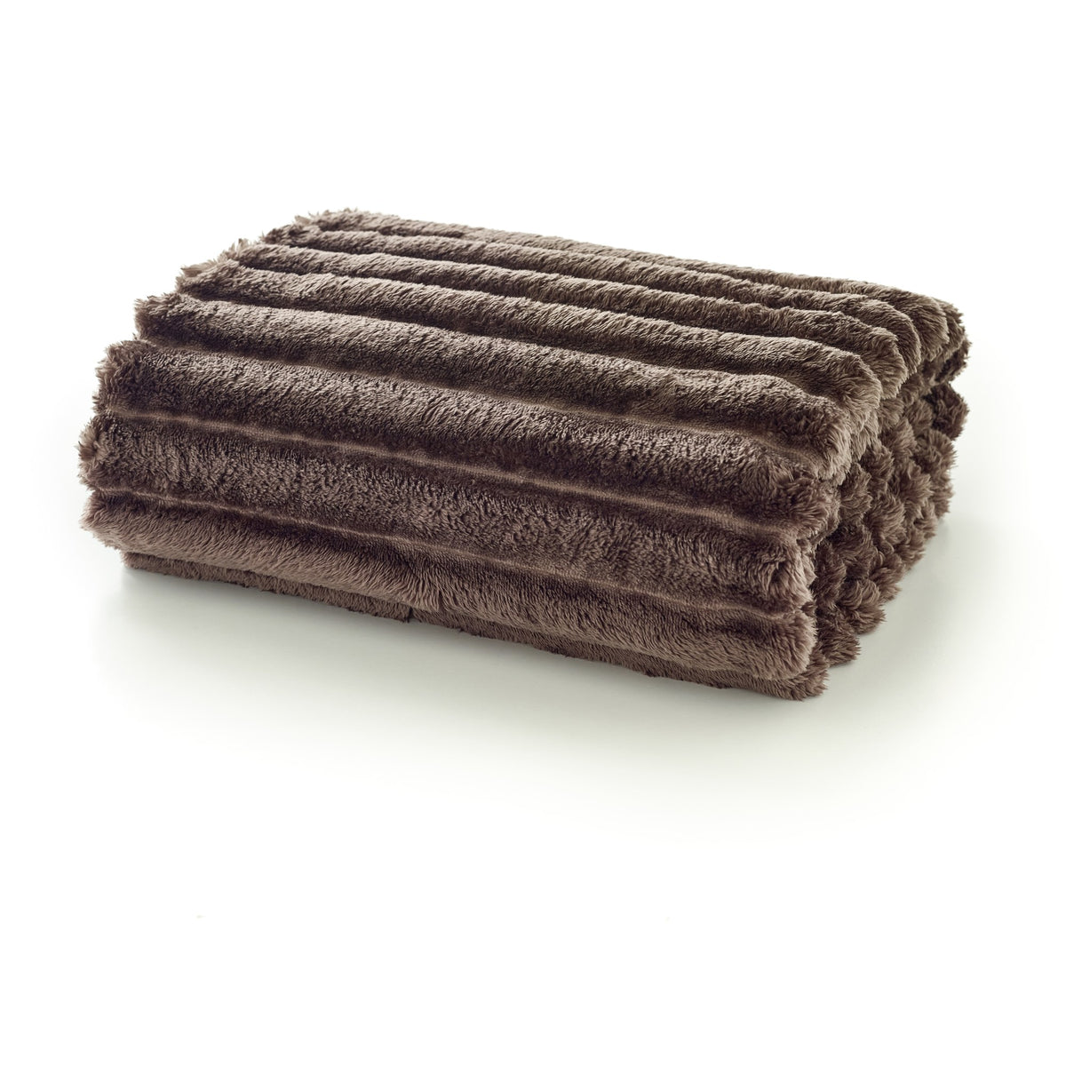 Houghton Soft Ribbed Throw in Chocolate on white