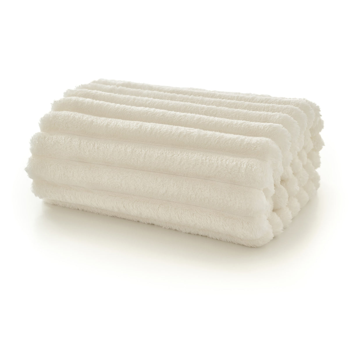 Houghton Soft Ribbed Throw in Cream on white