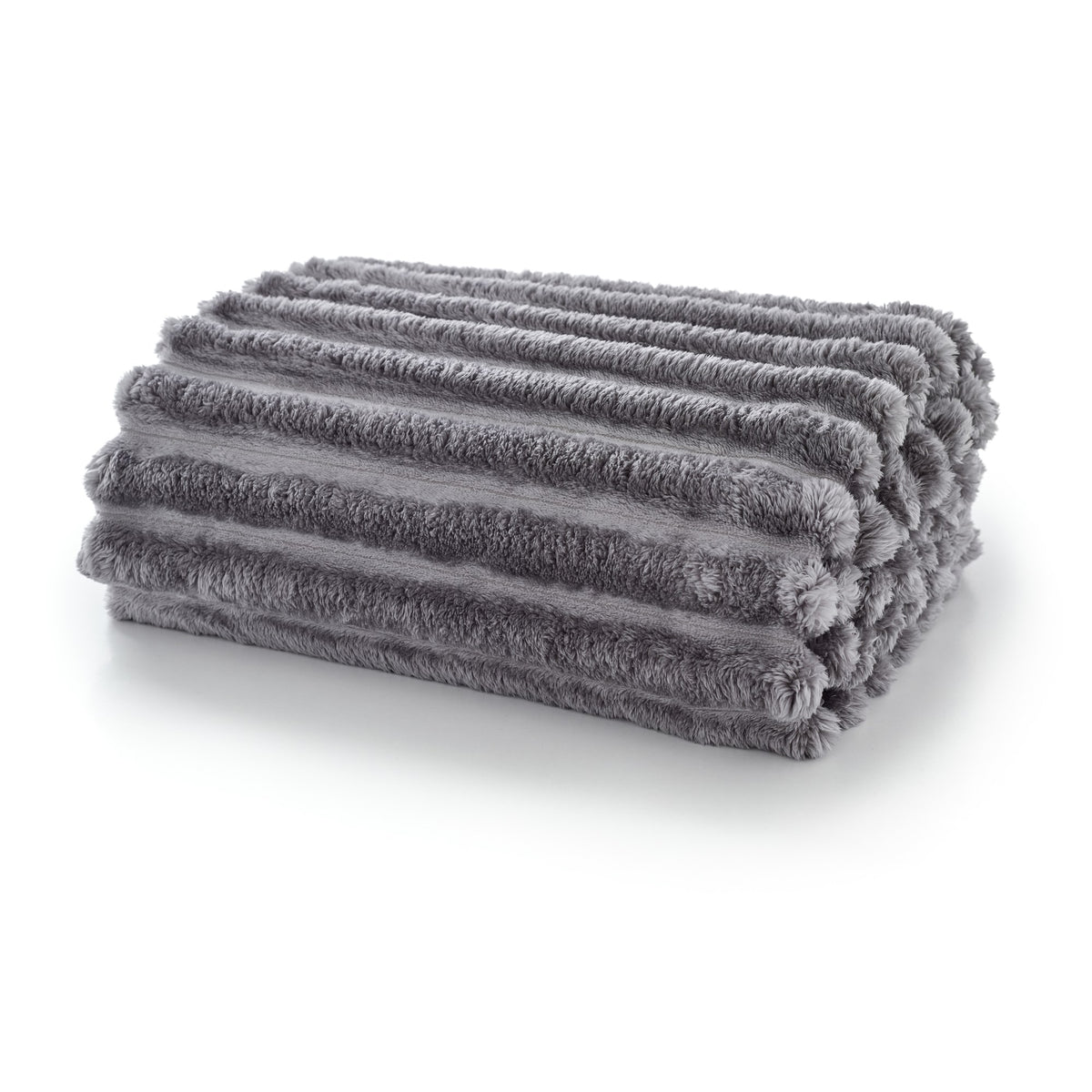 Houghton Soft Ribbed Throw in Dark Ash on white