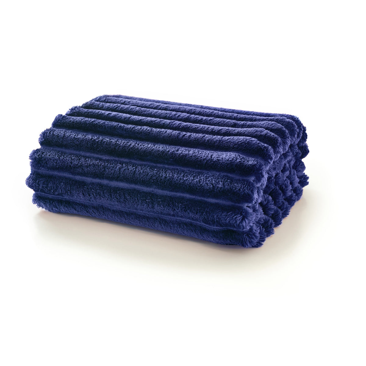 Houghton Soft Ribbed Throw in Navy on white