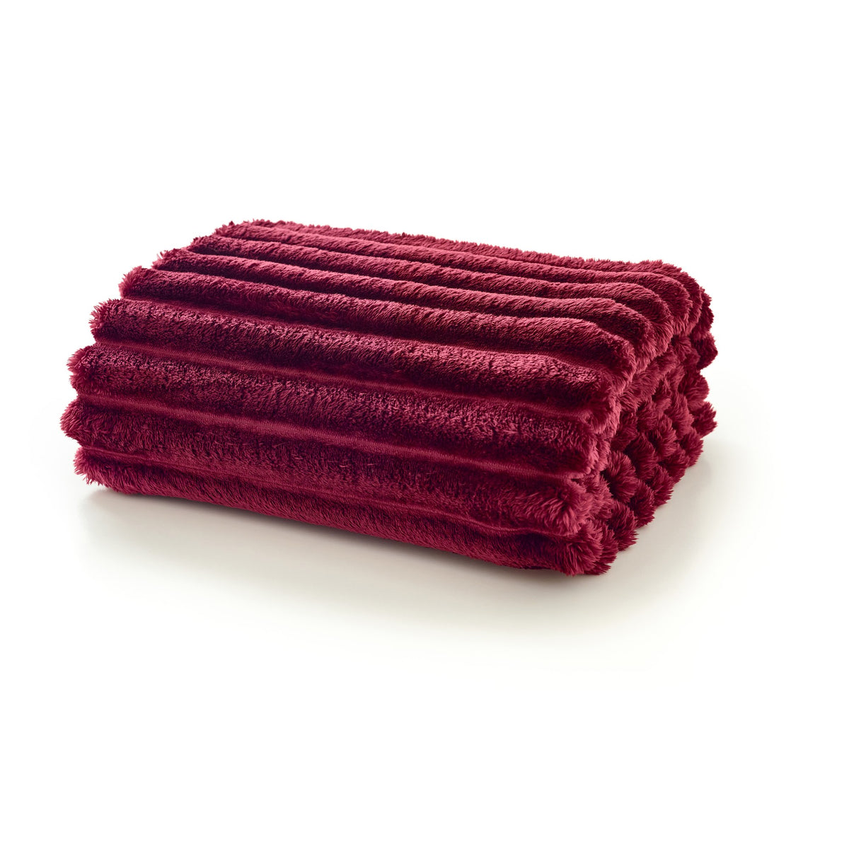 Houghton Soft Ribbed Throw in Ruby on white
